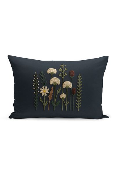 Bertille Home Husă de pernă imprimată digitală pe două părți (aspect de model de broderie Punch/Punch)