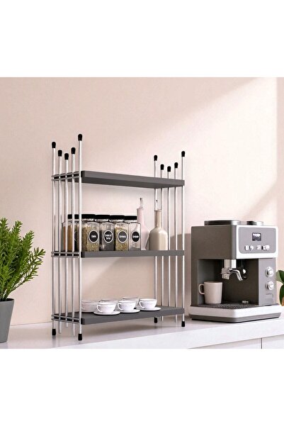 Modalanka Mutfak Rafı Tezgah Üstü Düzenleyici Banyo Rafı 3 Katlı Organizer Gümüş Baharatlık Çok Amaçlı Stand