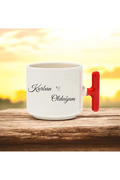 BB TRADE I Am the Victim Designed Red T-Handle Ceramic Printed Mug 250 ml