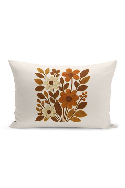 Bertille Home Husă de pernă imprimată digitală pe două părți (aspect de model de broderie Punch/Punch)