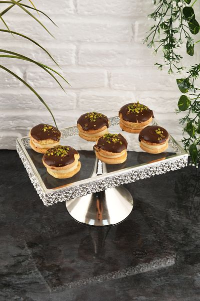 HELVACIOĞLU AKSESUAR Standing Glass Cake, Cake, Cookie Stand Dowry 18X29 cm