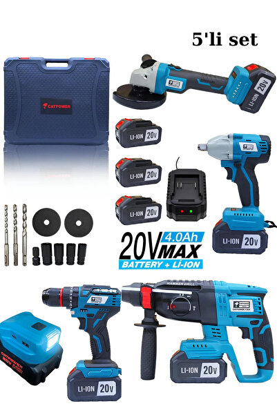 Cat Power CATPOWER 5'Lİ SET KÖMÜRSÜZ MOTOR 20V 4.0AH Li-Lon PİL 2 YIL GARANTİLİ