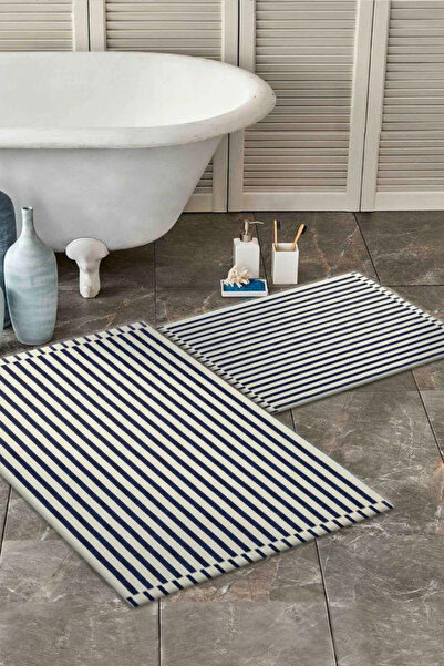 DERAS HOME 2'li Yıkanabilir Kaymaz Taban Banyo Paspası 60*100 Cm - 40*60 Cm