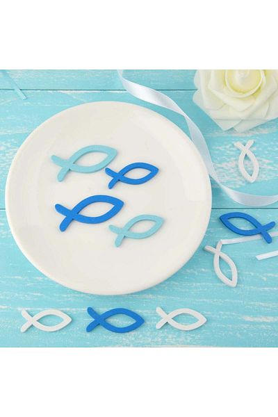 STOUCLA Set of 120 STOUCLA table accessories, wood, cross/cross, white/gray/blue