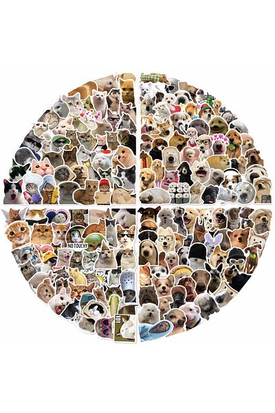Miniso 100PCS 100/200Pcs Funny Kawaii Cat Stickers Animal Dog Laptop Scrapbook Decoration Decals Stationery