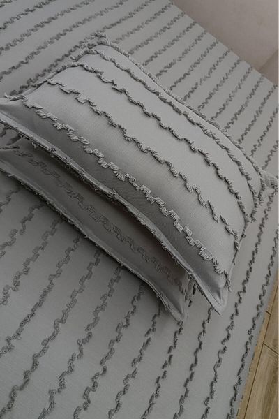 Madame Dower Wave Collection Gray 2-Piece Pillow Case 50X70 cm - 100% Compatible with Wave Gray Background Curtain