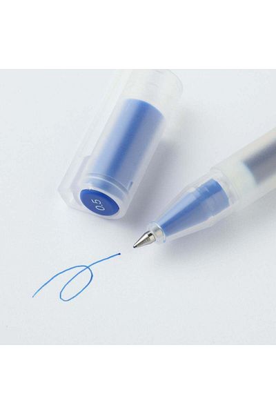Muji قلم حبر جاف بغطاء حبر جل، 0.5 مم، أزرق