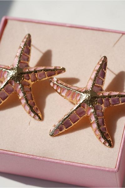 AŞIK ACCESSORIES Pink Starfish Earrings