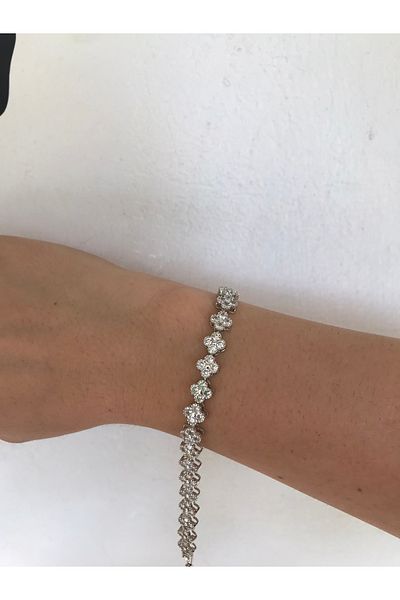 shop Silver Color Shiny Brand Bracelet with Silvery Stone