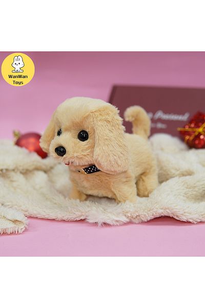 Choice Beige Dog WanWan Toys-Plush Electric Toy for Kids, Puppy and Rabbit, Can Walk, Jump and Bark, Teddy