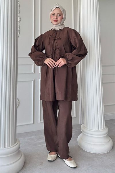 InStyle Σετ Casual Bitter Brown με κόμπους