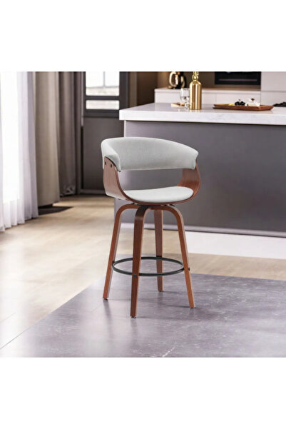 DEC4 كرسي بار من القماش - رمادي فاتح