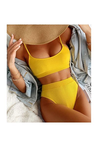 FITINT Women's Swimwear Padded Two-Piece Yellow - FITINT 275