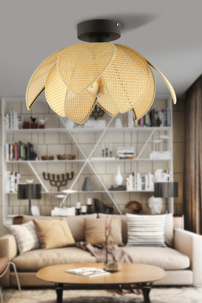 NisaLuce Nisa Luce Mirena Hasır çift kat Metal Plafonyer avize -Krem