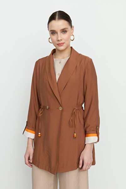 Nihan Şal Yaka Modal Ceket Taba