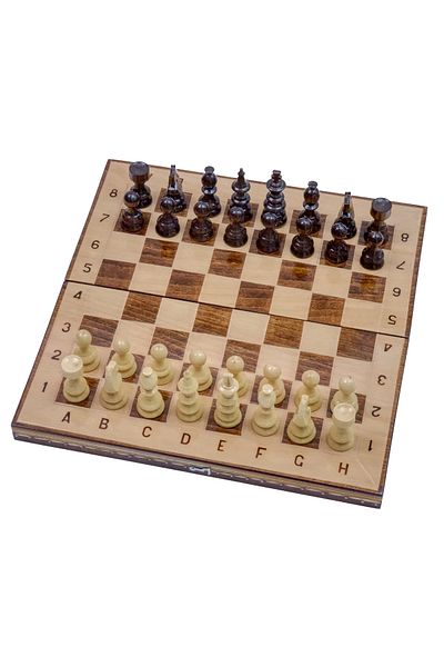 ROmde ROmde™ Wooden Chess and Backgammon Game, 38x38 cm, Brown with White, Alphanumeric Numbered
