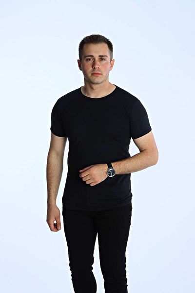 Arda Dinç Stil Dünyası Eko Slimfit Basic T-Shirt Black