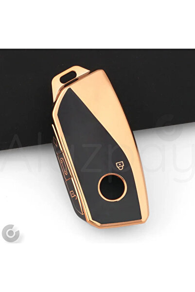 Alazpay Husă pentru chei din TPU auriu pentru BMW i7 i5 i4 iX X1 X5 x6 x7 XM 2 3 4 5 7 Seria G07 F98 G70 G09 (negru)
