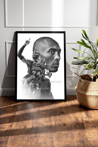 Saturn Kobe Bryant Framed Painting - Basketball Nba Poster Painting
