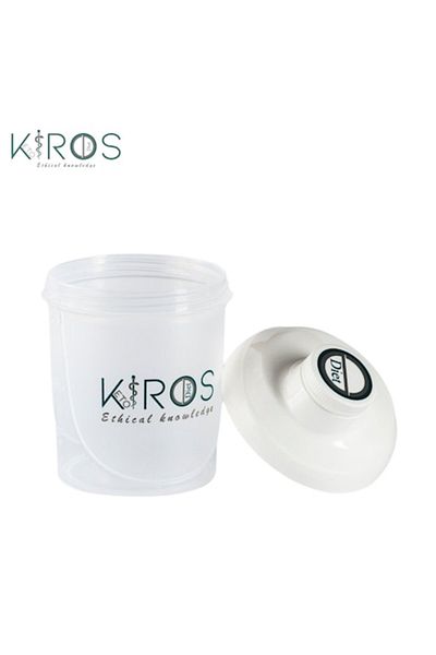 Kiros Diet SHAKER, 300 ml, with Filter and Leak-Proof Lid, Transparent, with White Cap, KIROS DIET