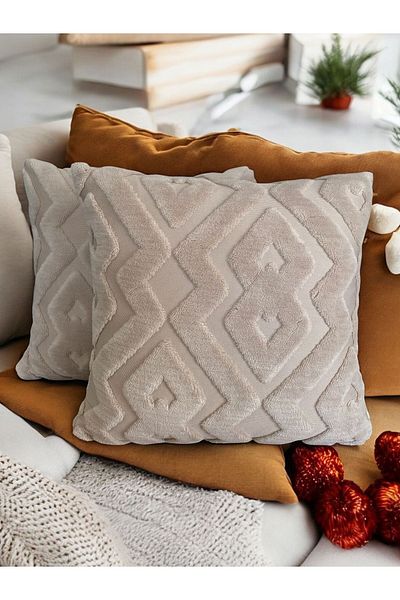 kissen 2-Piece Welsoft Punch Embroidered Decorative Throw Pillow Case