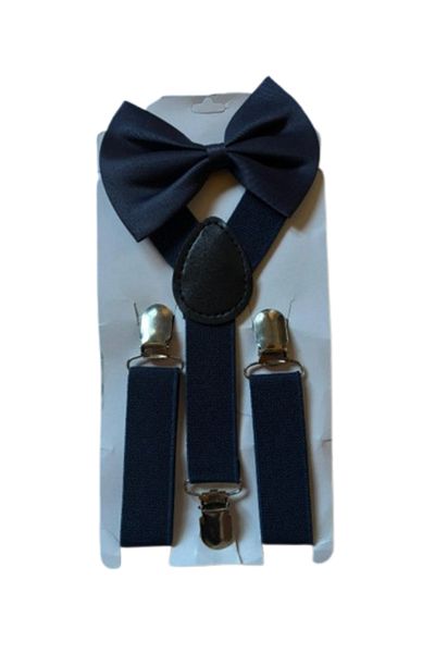 OEM Navy Blue Suspenders And Bow Tie For Kids, 1-10 Years