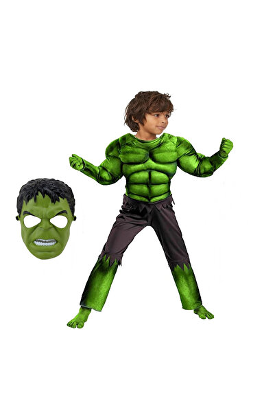KidMania Costum clasic de Hulk cu mușchi pentru băieți 5-7 ani 110-120 cm
