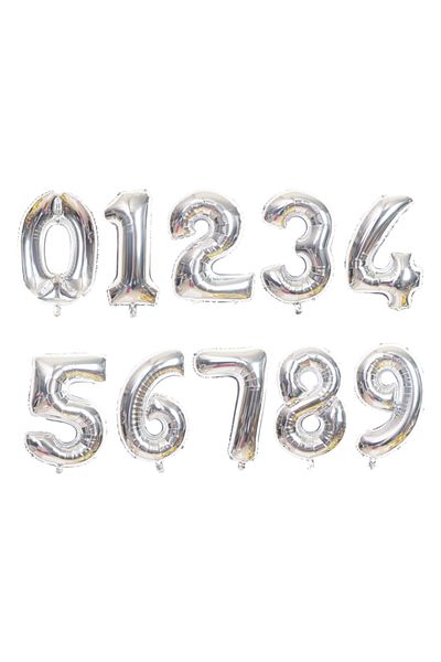 Choice Number 1 16inch silver 16/32/40inch Digital Foil Balloons Rose Gold Silver Gradient Number 0-9 Birth