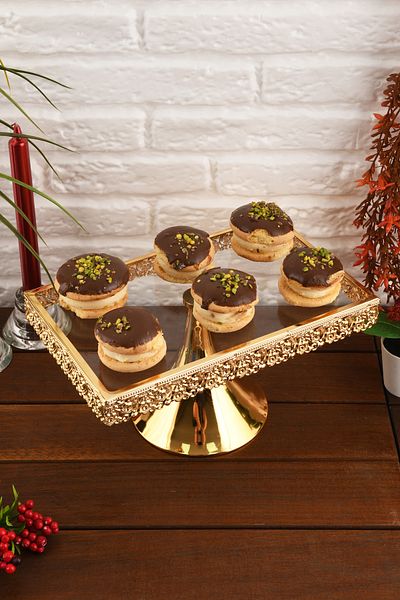 HELVACIOĞLU AKSESUAR Standing Glass Cake, Cake, Cookie Stand Dowry 18X29 cm