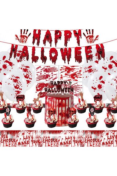 Metaparty Set of 36 Halloween accessories Metaparty, latex/plastic, white/red