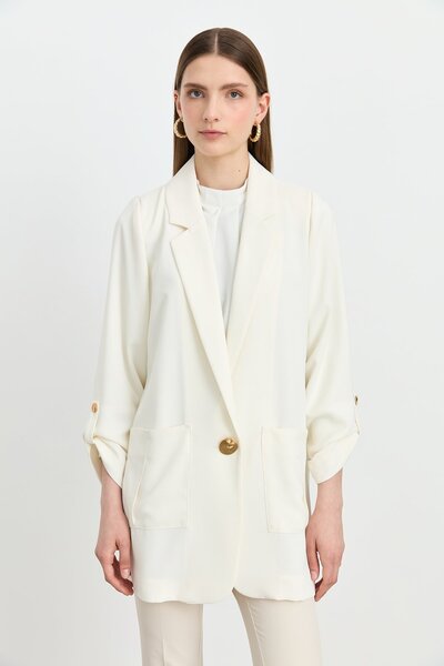 Nihan Oversize Blazer Ceket Ekru