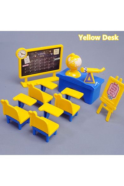 Choice Classroom Set Mini Classroom Doll House Desk Chair Chalkboard Miniature School Playset Furniture Acc