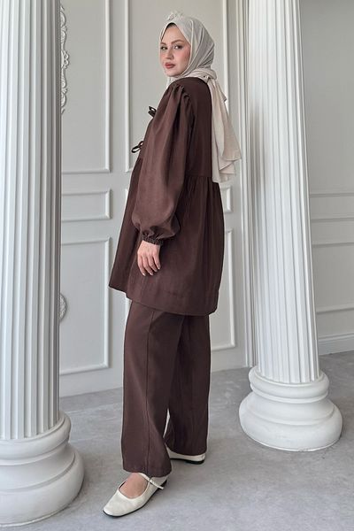 InStyle Σετ Casual Bitter Brown με κόμπους