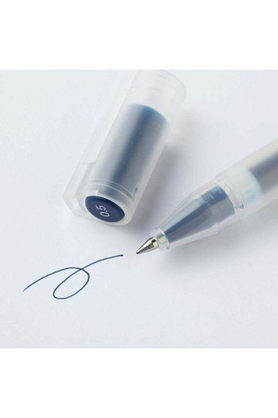 Muji Gel Ink Cap Type Ballpoint Pen, 0.5 mm, Dark Blue
