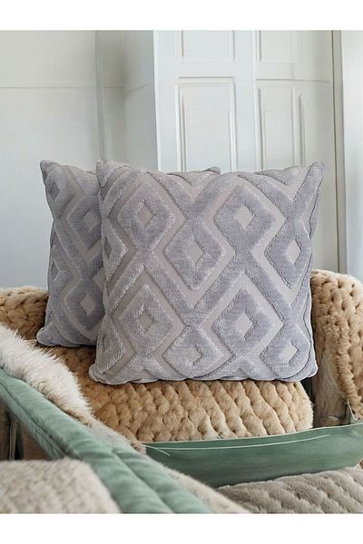 kissen 2-Piece Welsoft Punch Embroidered Decorative Throw Pillow Case