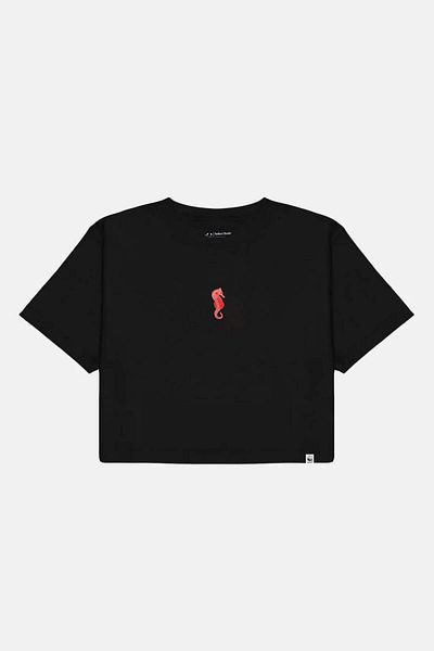 WWF Market Tricou Crop Light Seahorse - Negru