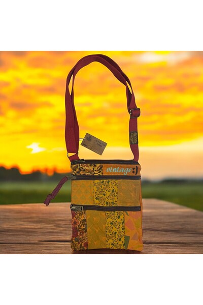 Old Cotton Vintage Colorful Ethnic Shabby Small Size Beach Daily Women's Shou...