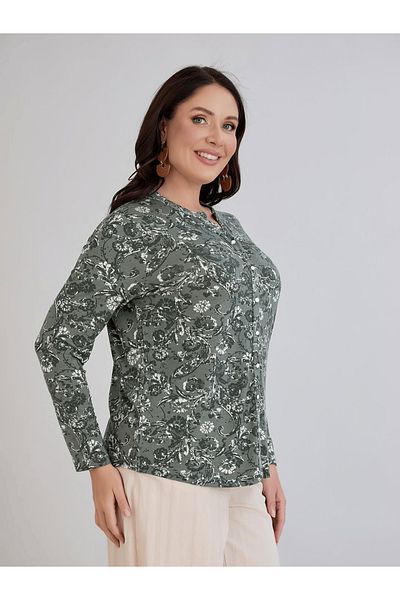 ModaMinar Women's Printed Combed Cotton Fabric Patterned Shirt