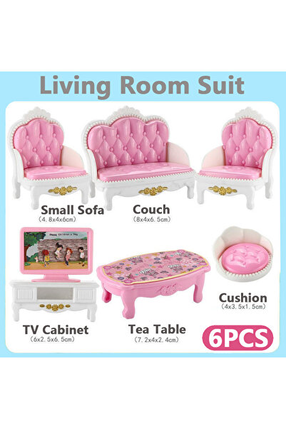 Choice1 6 قطع - غرفة معيشة P 24 قطعة على شكل بيت دمية مصغر بني اللون ملحق أثا...