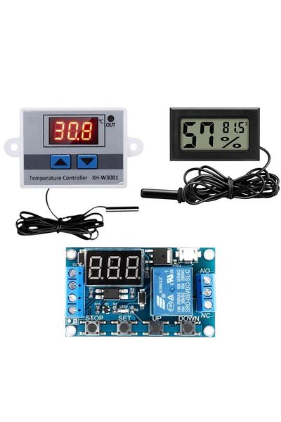Arduino Incubator Set - 3 Pieces - W3001 Thermostat 220V - Heat Humidity Meter - Time Relay