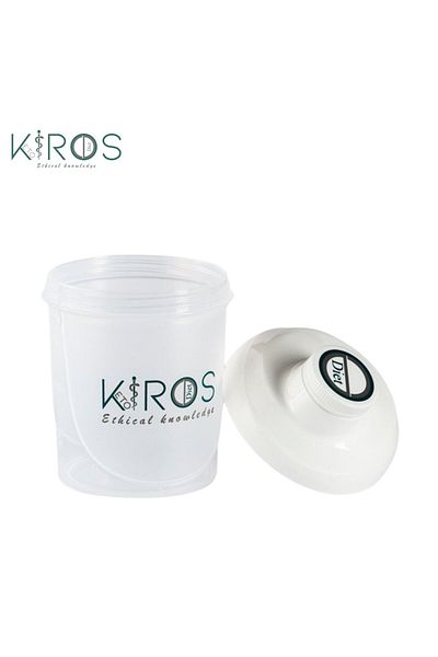 Kiros Diet SHAKER, 300 ml, with Filter and Leak-Proof Lid, Transparent, with White Cap, KIROS DIET