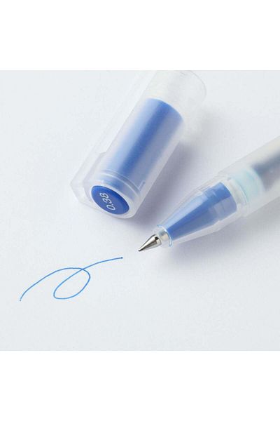 Muji قلم حبر جاف بغطاء حبر جل، 0.38 مم، أزرق