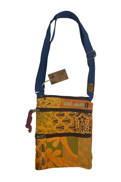 Old Cotton Vintage Colorful Ethnic Shabby Small Size Beach Daily Women's Shoulder Bag 24cm X 29cm