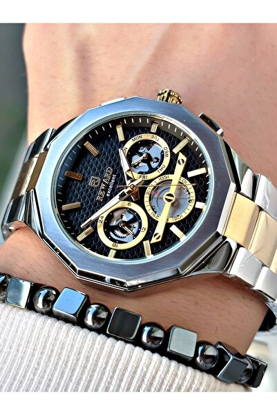 Reward Altın Gümüş Renk Fonksiyonlu Çelik Kordon Erkek Kol Saati + BİLEKLİK H...