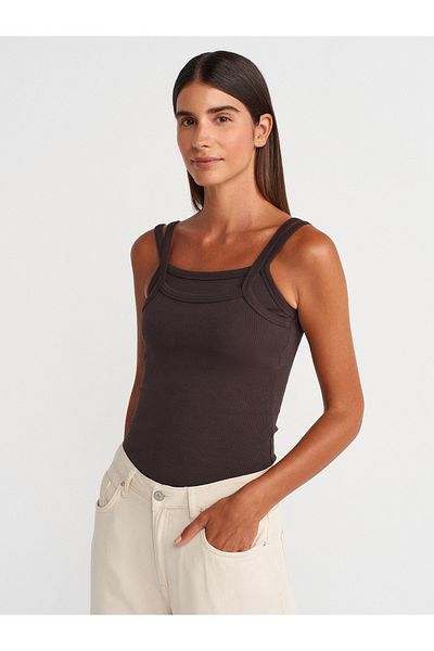Dilvin 21105 Double Strap Undershirt-Dark Brown