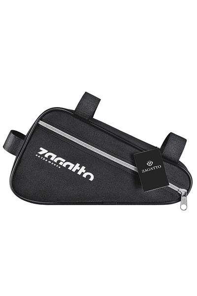 zagatto Triangular bike bag, black, reflective zipper, 3 fasteners, lightweight & secure, ZG86