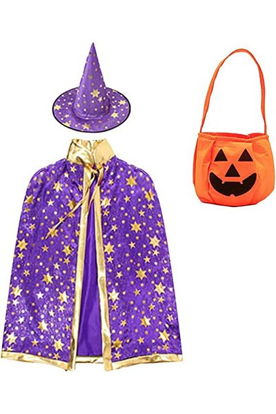 Metaparty Halloween costume, synthetic fiber, purple/gold/orange, 80 cm / 38 cm, 3 - 12 years