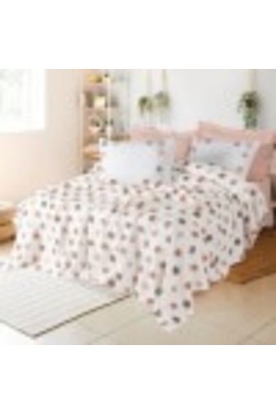 Cotton Box Duvet cover 230x250cm with bed sheet and pillowcases, embossed embroidery, Alvin Salmon Pink