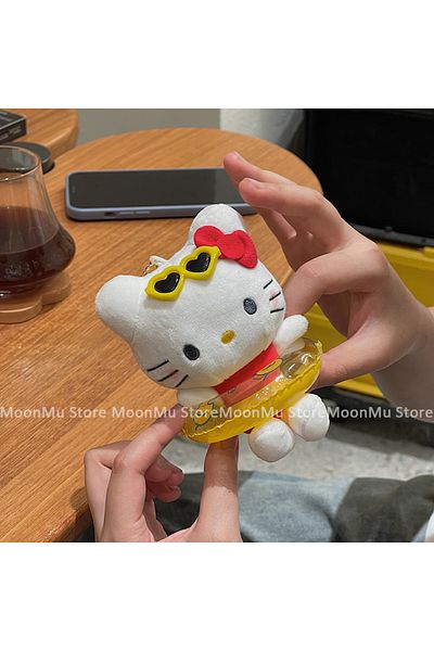 JOY TOP About 10cm B Sanrio Hello Kitty Plush Doll Keychain Pendant Cartoon Kt Cat Stuffed Plushies Key Ring