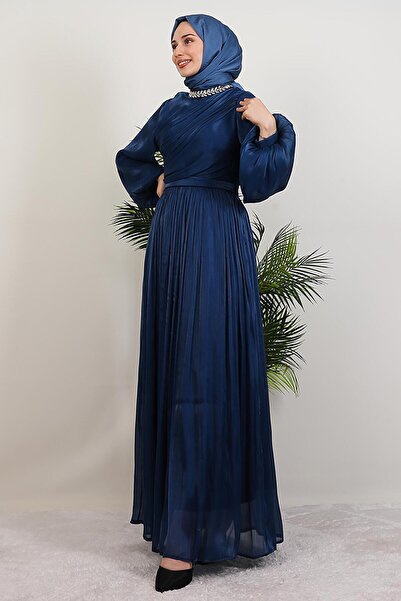 GİYZAMİLA Βραδινό φόρεμα Zeliş Stone Navy Blue